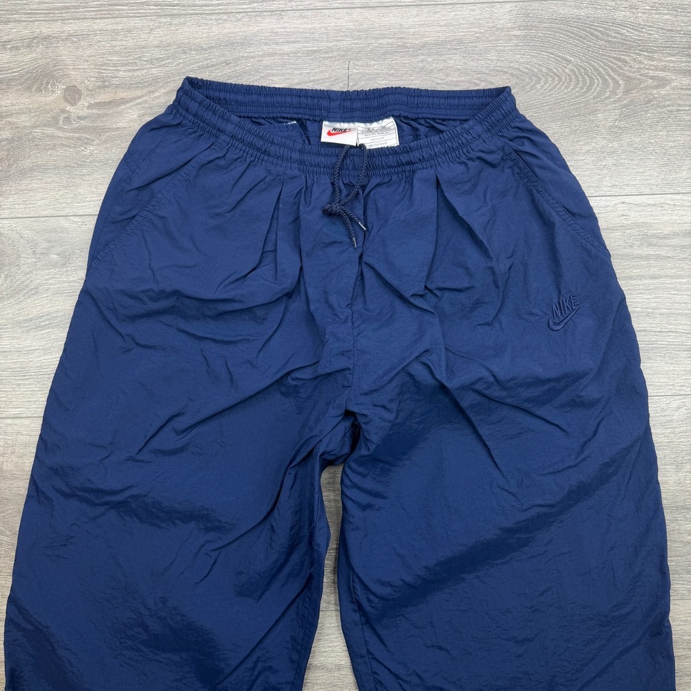 Nike Track Pants Mens Medium Blue Baggy Woven Windbreaker Ankle Zip Swoosh Y2K - Picture 2 of 14